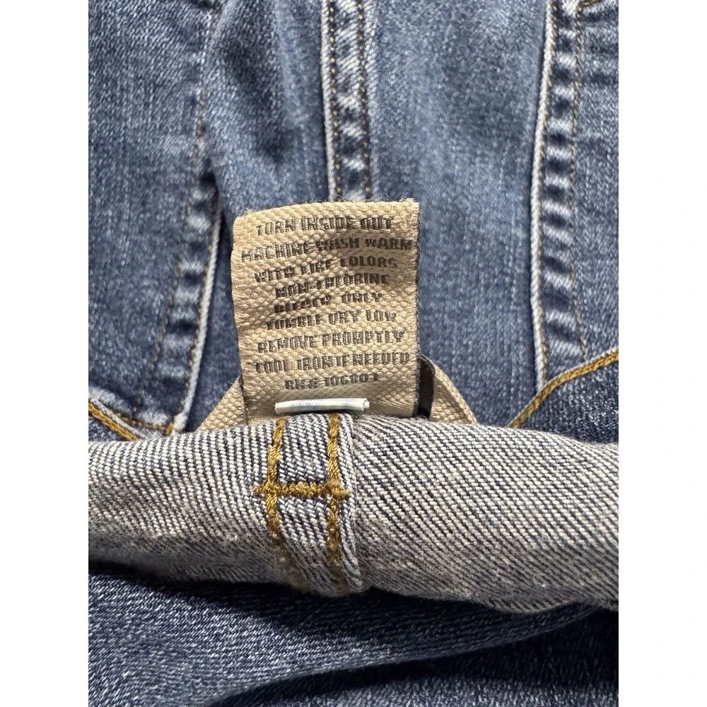 Duluth Trading Co women's dark wash stretch denim jeans 8x31 straight leg